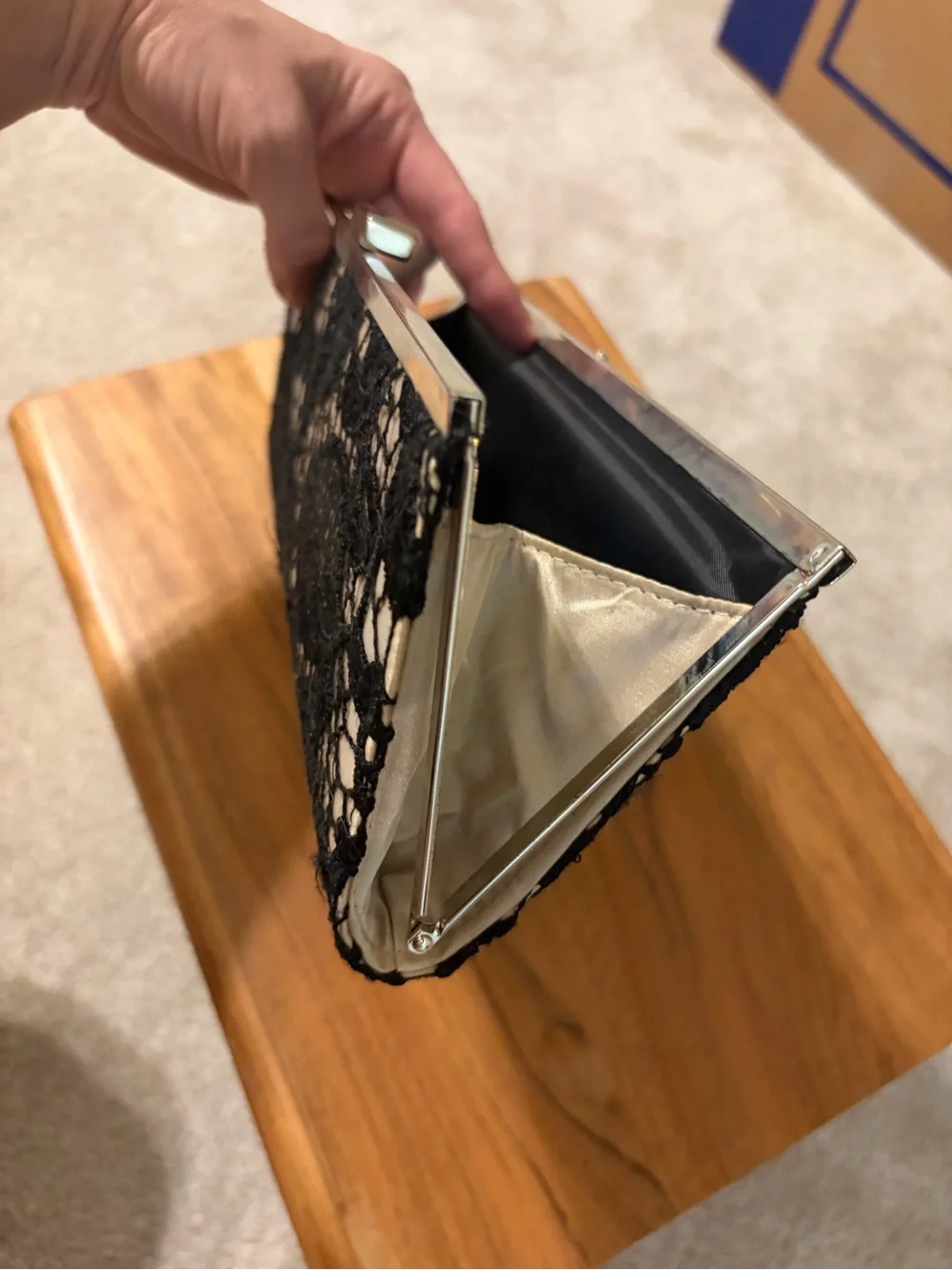 Black Lace Overlay Clutch Wallet - Elegant Women's Accessory